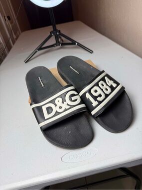 Dolce&Gabbana Men D&G 1984 Sandals Black White Luxury Stylish Sz 42 / US 9 beat